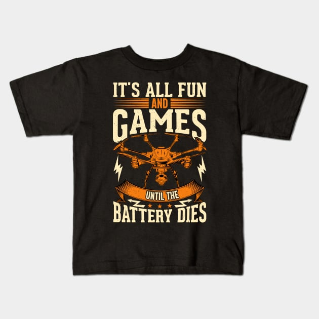 Drone Pilot Retro Vintage Drone Racing Quotes Kids T-Shirt by Visual Vibes